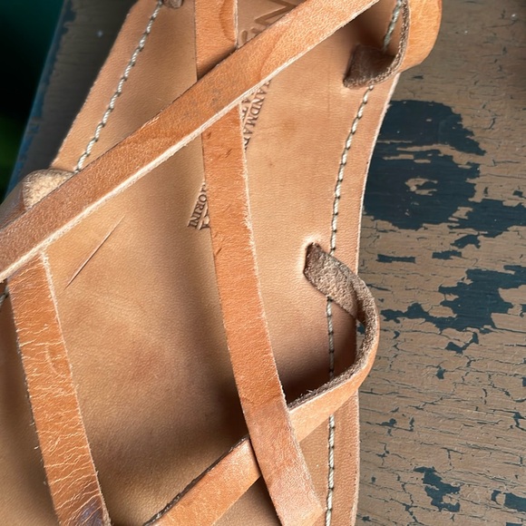 Handmade Leather Sandals Strappy Flat Tan Size 37 Women’s Greece - Picture 6 of 6